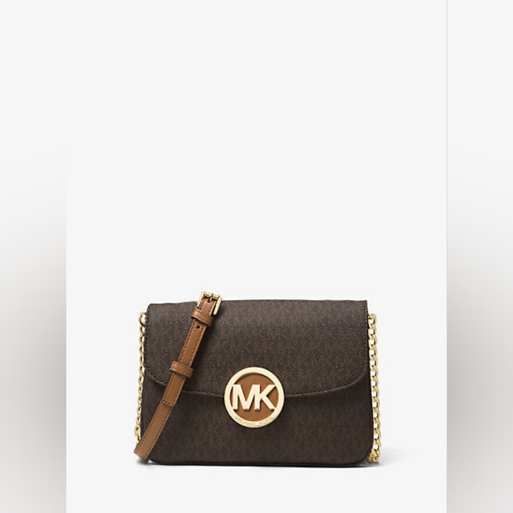 Michael Kors MK Designer Fulton Logo Chain Crossbody Bag Purse Handbag